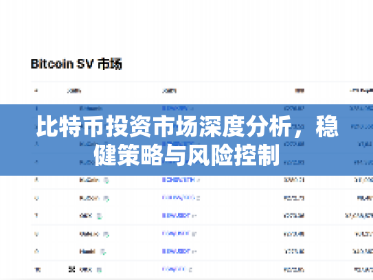 比特币投资市场深度分析,稳健策略与风险控制 比特币投资市场深度分析,稳健策略与风险控制